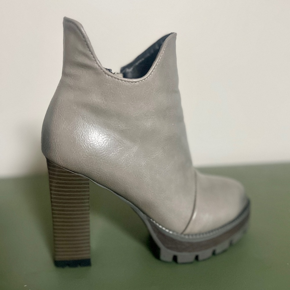 Gray Platform Chunky Ankle Booties
